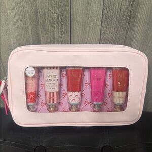 New Nicole Miller 5 Piece Hydrating Hand Cream Collection In Pink Makeup Pouch